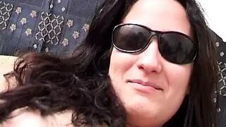 Big slut Giorgia performs in an orgy with three cocks